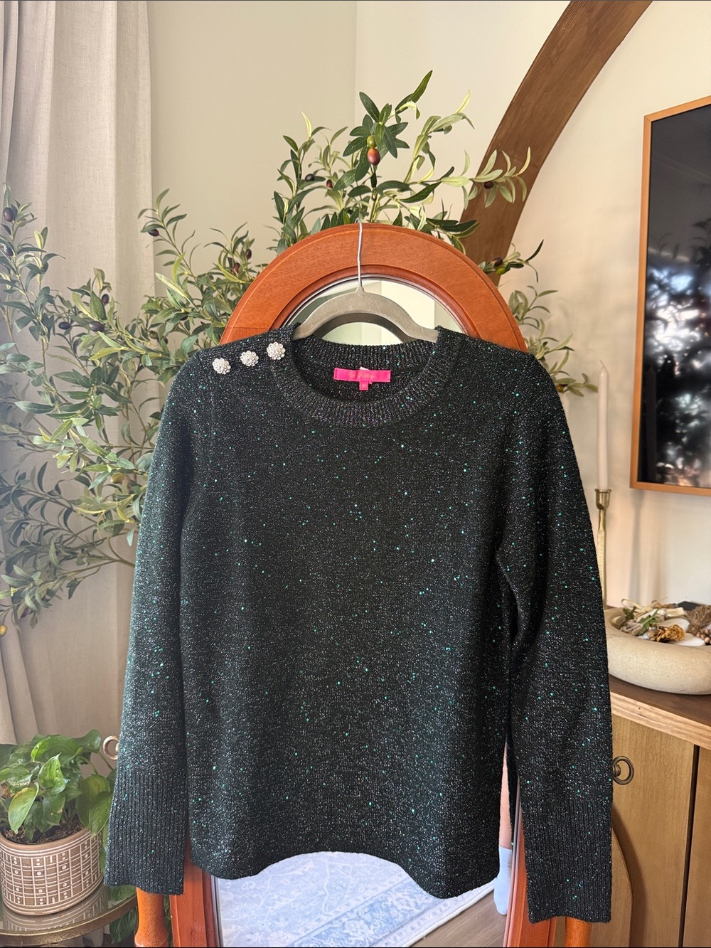 Lilly Pulitzer Morgen Sequin- Evergreen Metallic Sweater